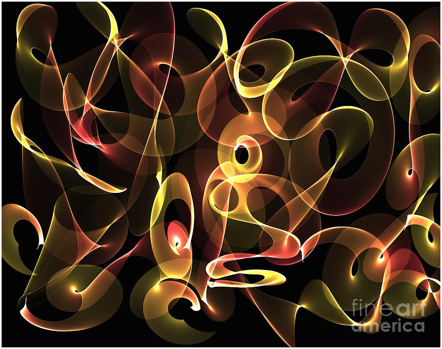 Harmony Pattern in Rose and Gold on a Black Background Painting by Barefoot Bodeez Art