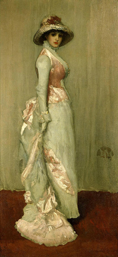 whistler painting three figures pink and grey