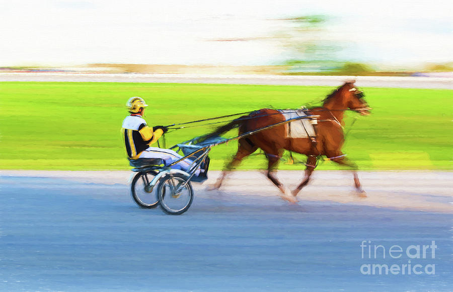 Harness Racing - painterly Photograph by Les Palenik