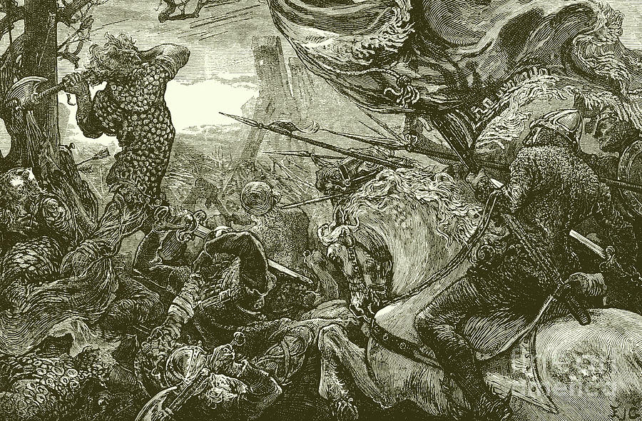 Harold at the battle of Hastings  Drawing by English School
