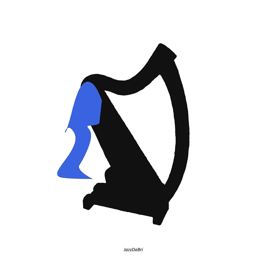 Harp Player Digital Art - Harp in Blue by David Bridburg