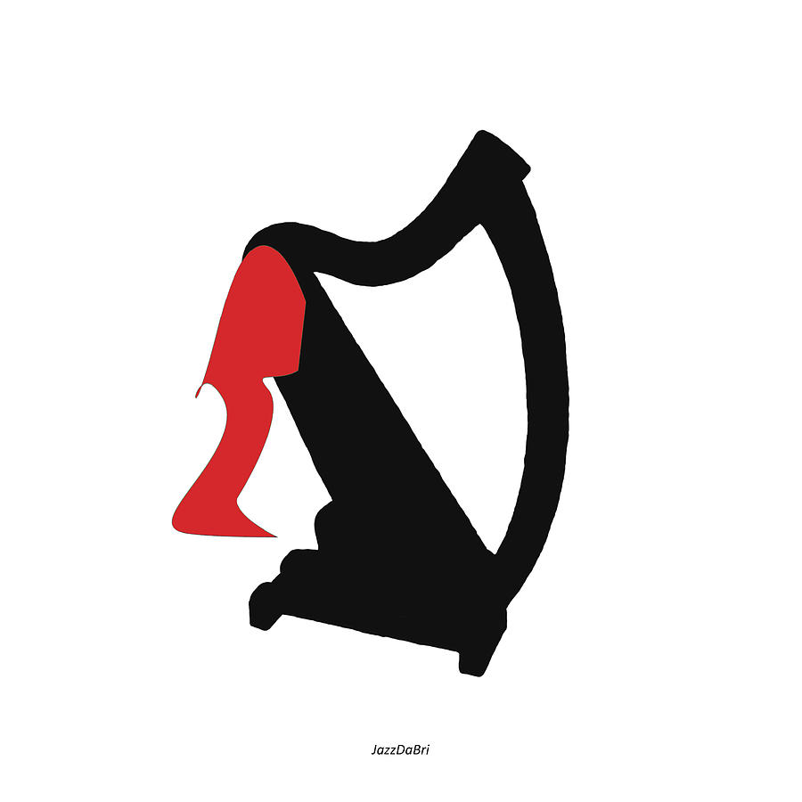 Harp in Red Digital Art by David Bridburg