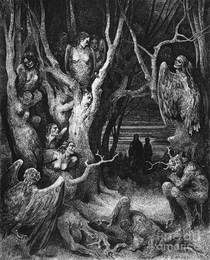 Harpies Drawing by Gustave Dore