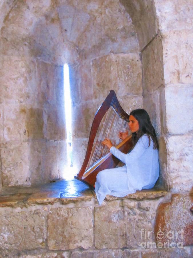 Harpist Jerusalem Digital Art by Donna L Munro