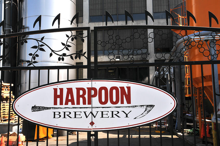 Harpoon Brewery Sign on Gate Photograph by Mike Martin