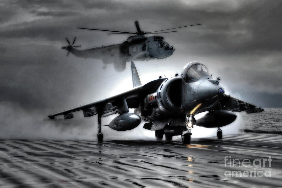 Harrier and Sea King Digital Art by Airpower Art