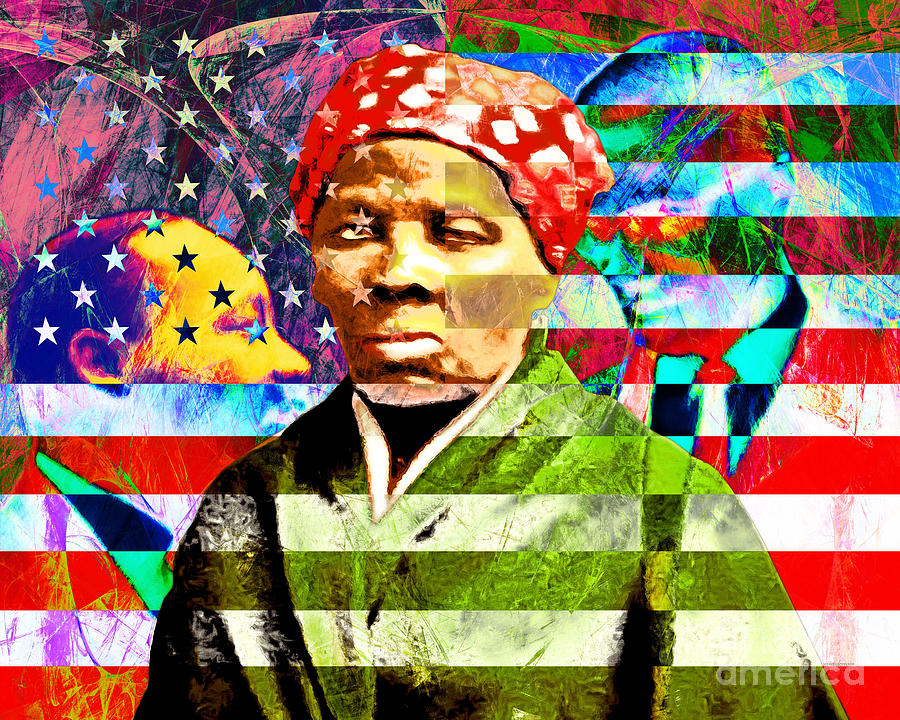 Harriet Tubman Martin Luther King Jr Malcolm X American Flag Photograph by Wingsdomain Art and Photography