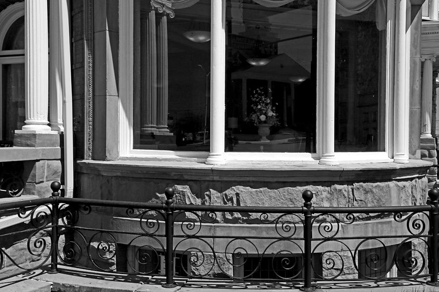 Harrington Inn Detail 2 BW Photograph by Mary Bedy