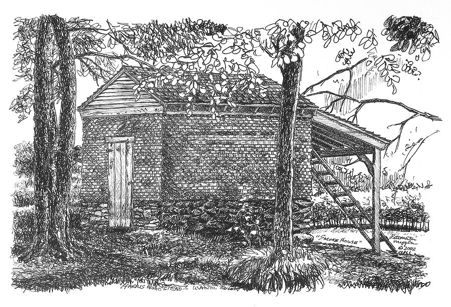 Harris Homestead Smokehouse Drawing by Peter Muzyka - Fine Art America