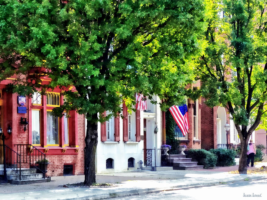 Flag Photograph - Harrisburg PA - Quiet Harrisburg Street by Susan Savad