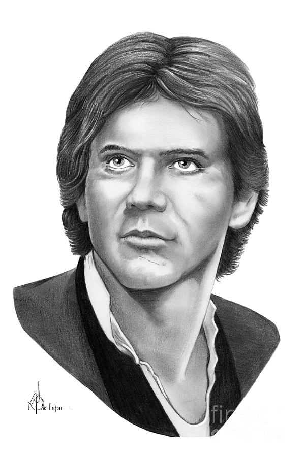 Harrison Ford - Hans Solo Drawing by Murphy Elliott - Pixels