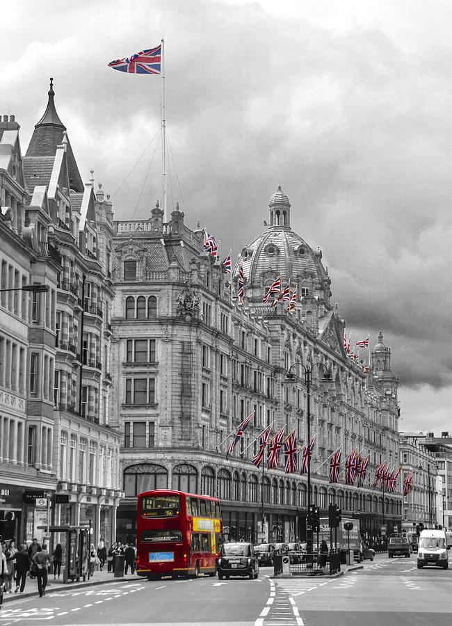 Harrods of Knightsbridge bw hdr Photograph by David French