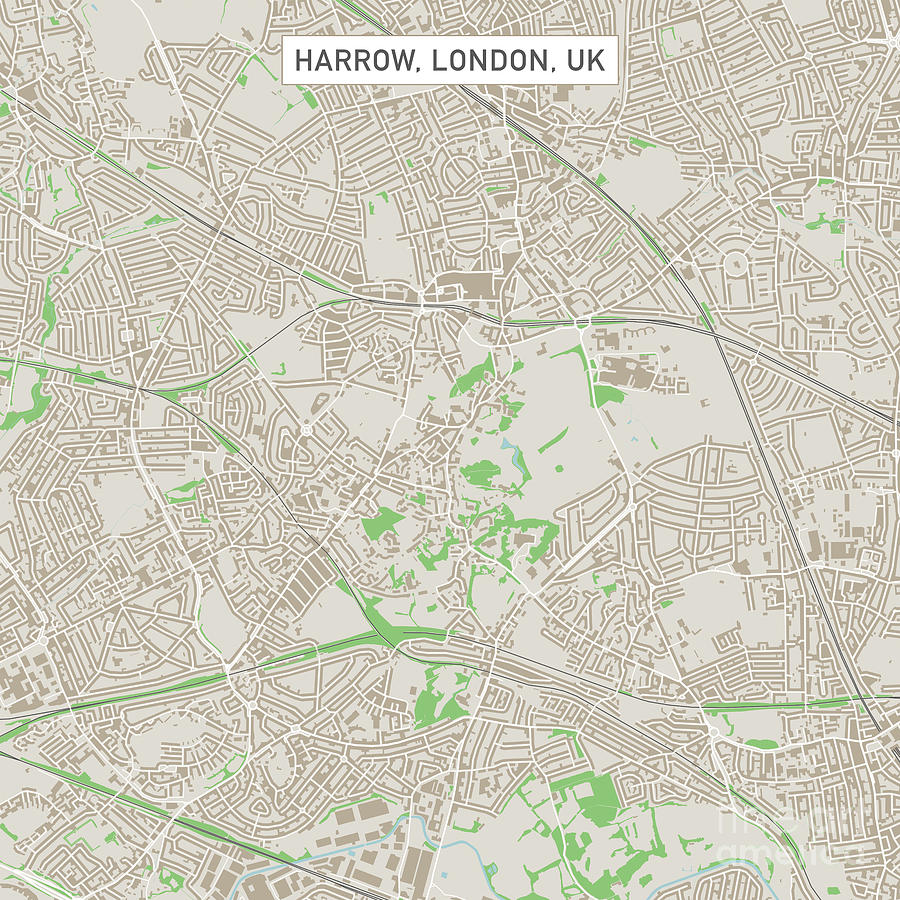 Harrow London UK City Street Map Digital Art by Frank Ramspott - Pixels