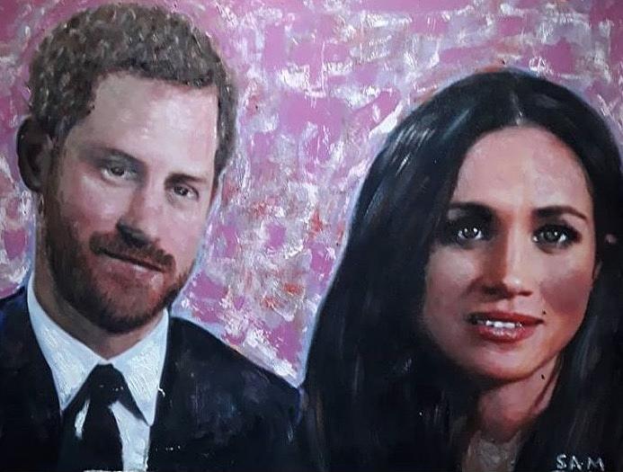 Harry and Megan  Painting by Sam Shaker