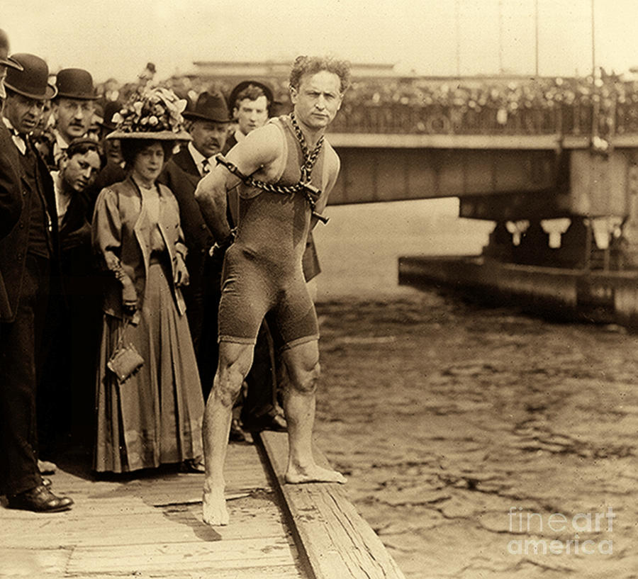 Vintage Photography Escape Artist Harry Houdini Ball Chain Canvas Art Print 