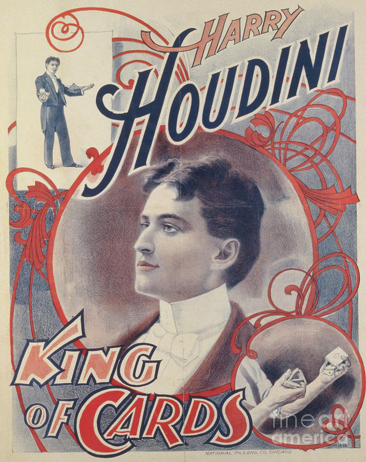 Harry Houdini, King Of Cards, 1895 Painting by American School