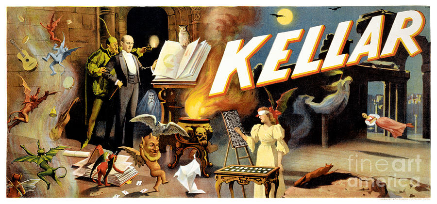 Vintage Painting - Harry Kellar Magician Vintage Poster Restored by Vintage Treasure