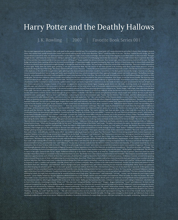 Book Mixed Media - Harry Potter and the Deathly Hallows Text Art Book Series 001 by Design Turnpike