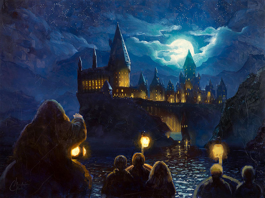 Harry Potter - Hogwarts, Journey Across The Black Lake Painting by ...