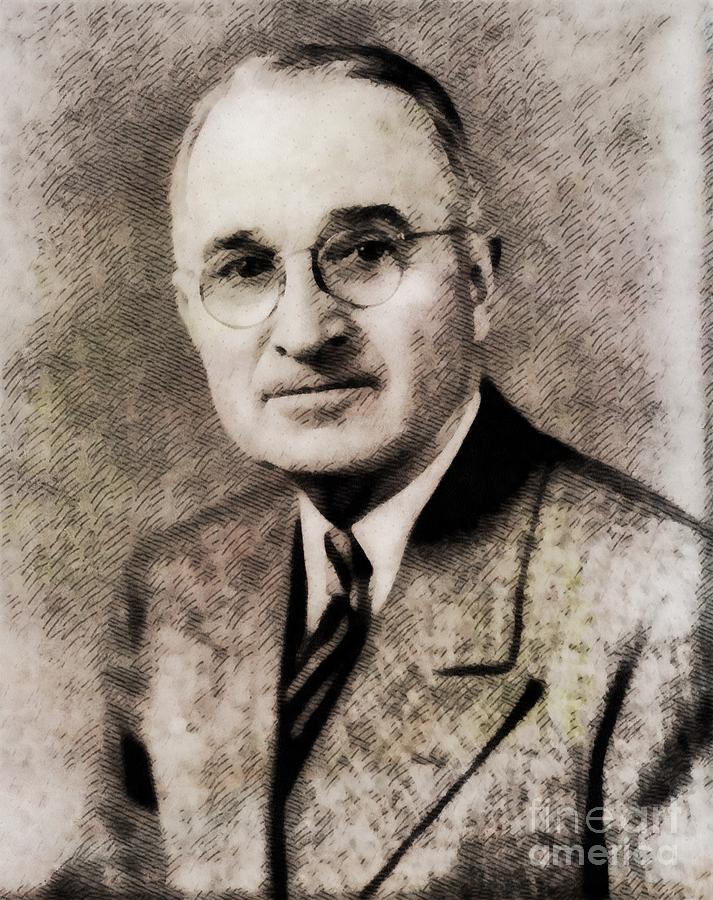 Vintage Painting - Harry S. Truman, President of the United States by John Springfield by Esoterica Art Agency