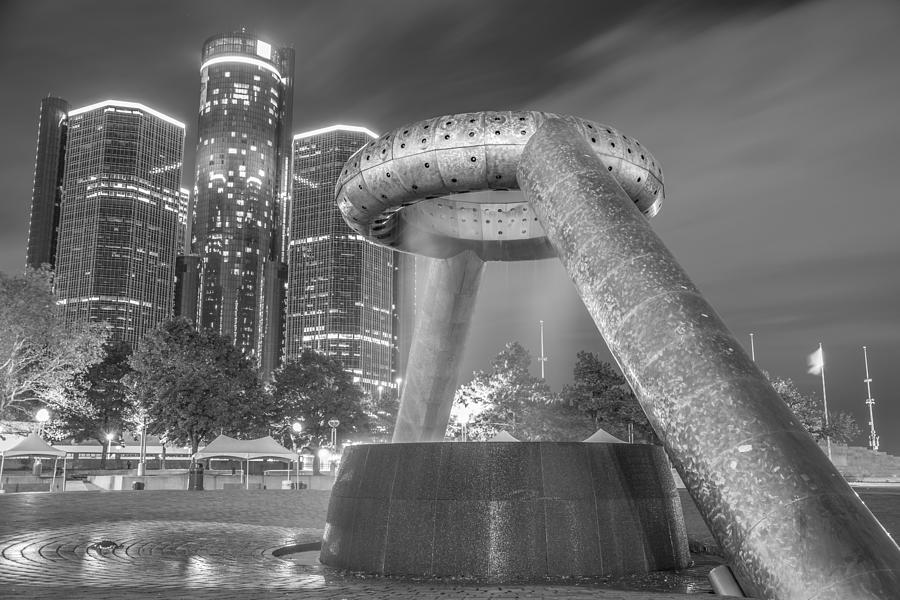 Hart Plaza in Black and White Photograph by Pravin  Sitaraman