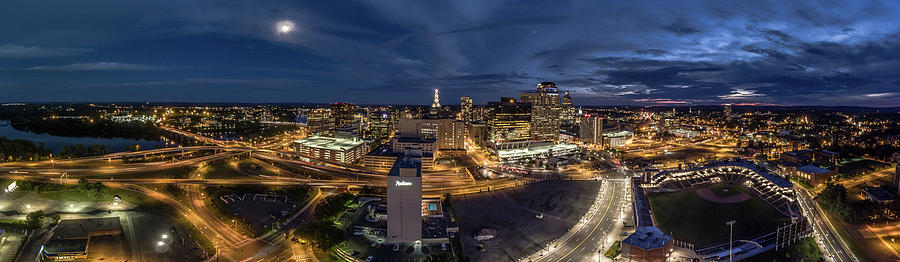 Hartford CT Night Panorama Photograph by Mike Gearin