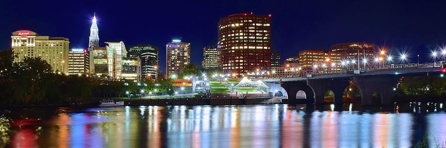 Hartford Night Lights Pano Photograph by Frozen in Time Fine Art Photography