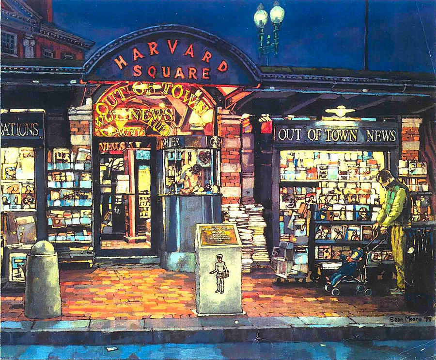 Harvard University Painting - Harvard Square  Out of Town News  by Sean Moore