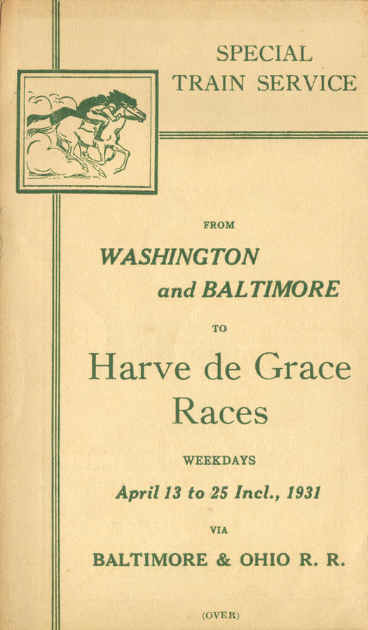 Horse Drawing - Harve de Grace Races by Baltimore and Ohio Railroad Horse Drawing - Harve de Grace Races by Baltimore and Ohio Railroad