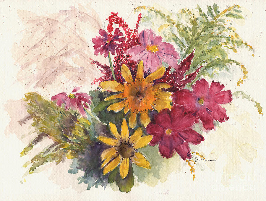 Harvest Bouquet Painting by Claudia Hafner