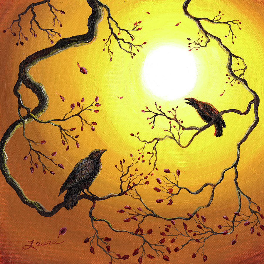 Harvest Crows Painting by Laura Iverson