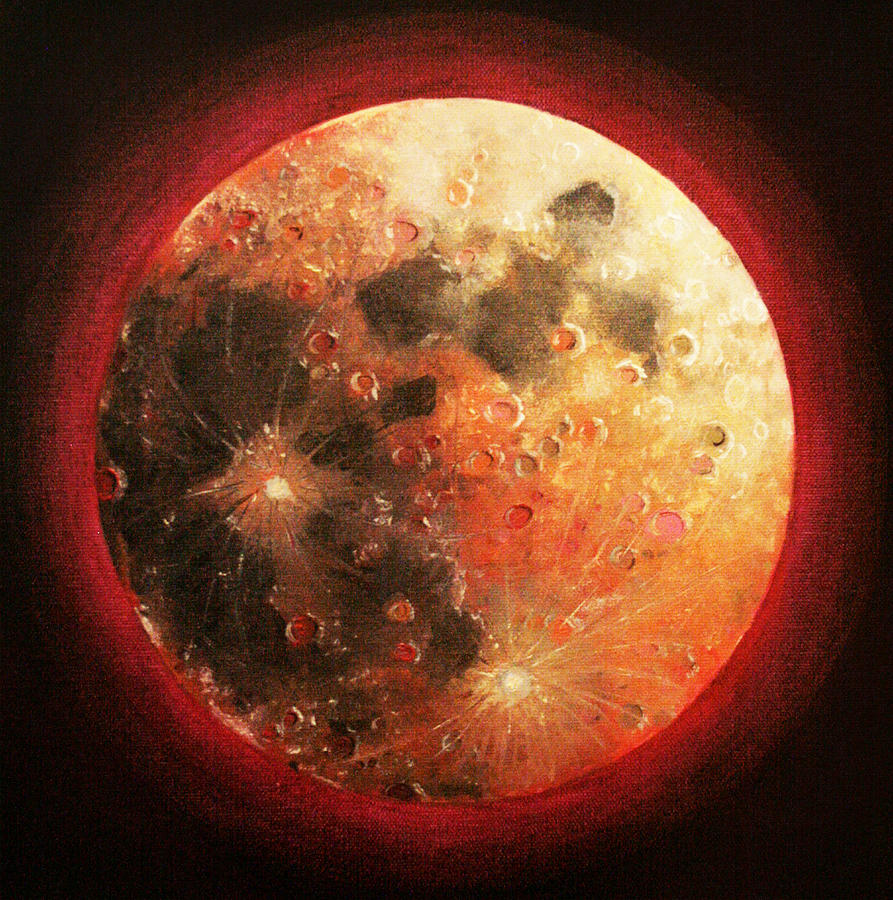 Space Painting - Harvest Full Moon by Shelley Irish