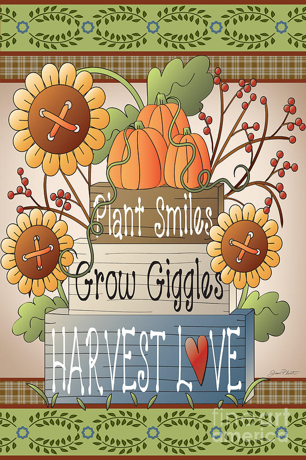Typography Painting - Harvest Love-JP2833 by Jean Plout