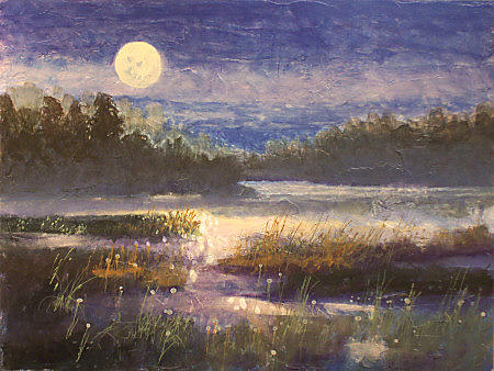 Landscape Painting - Harvest Moon by Dalas Klein Landscape Painting - Harvest Moon by Dalas Klein