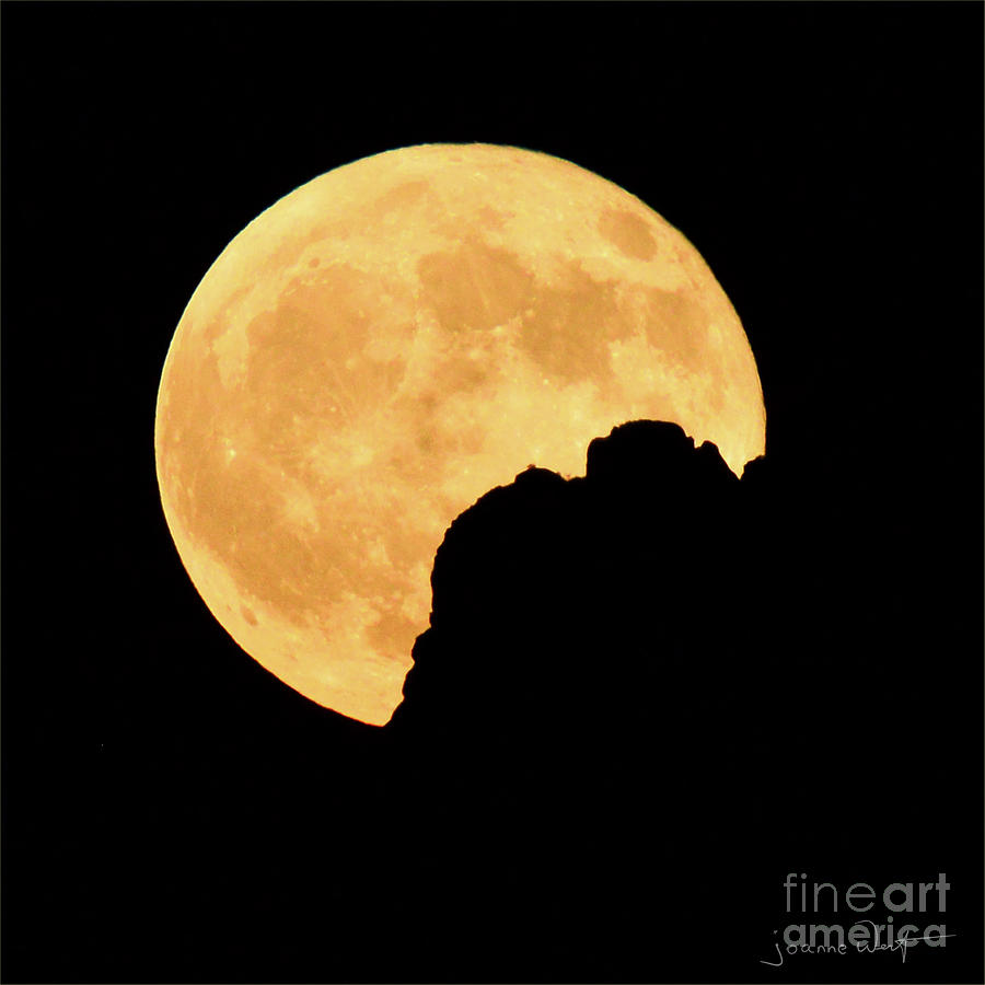 Harvest Moon Rising Superstition Mountain Photograph by Joanne West