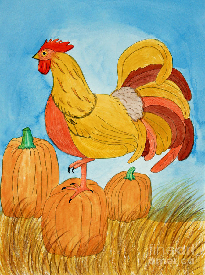 Harvest Rooster Painting by Norma Appleton