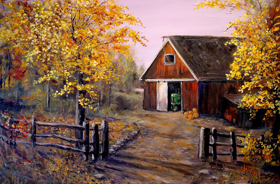 Barn Painting - Harvest Time by Alan Lakin