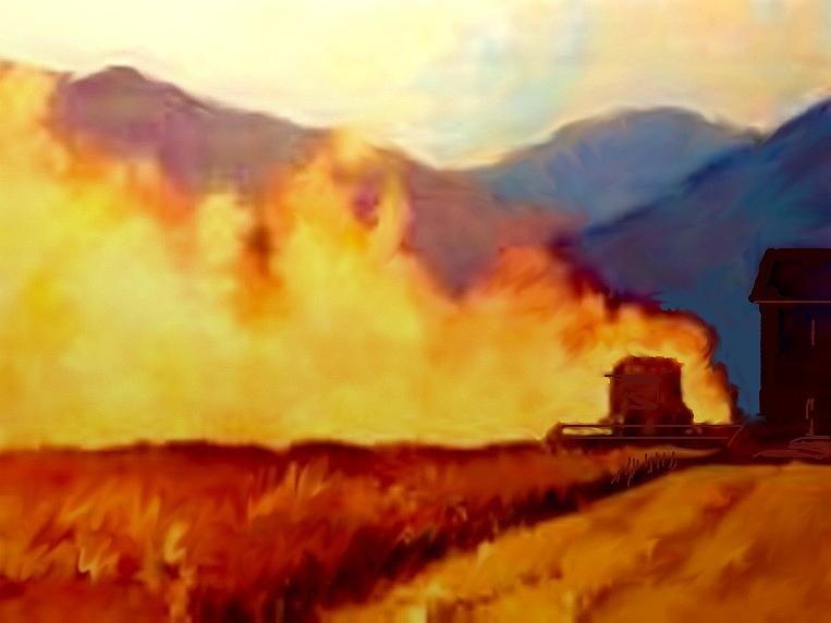 Harvest Time in Wyoming Painting by Joseph Barani Harvest Time in Wyoming Painting by Joseph Barani