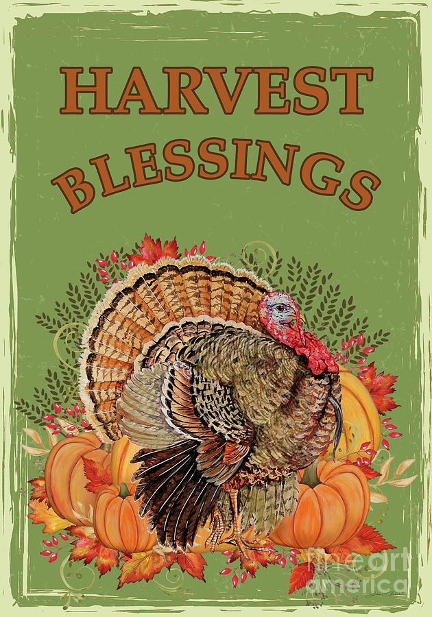 Harvest Turkey Flag A Mixed Media by Jean Plout