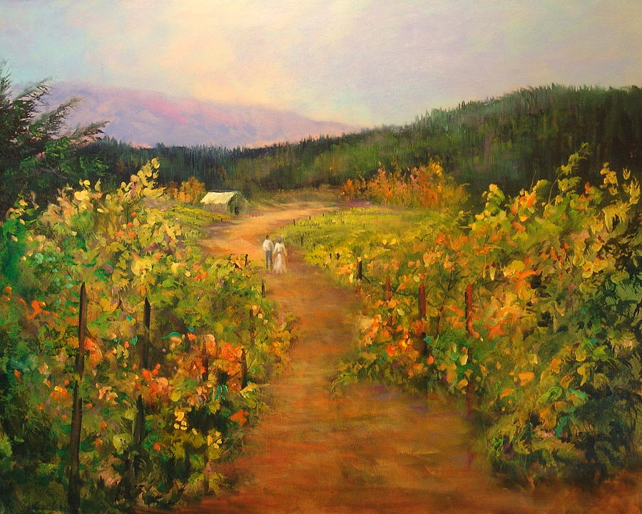 Wine Painting - Harvest Walk by Sally Seago