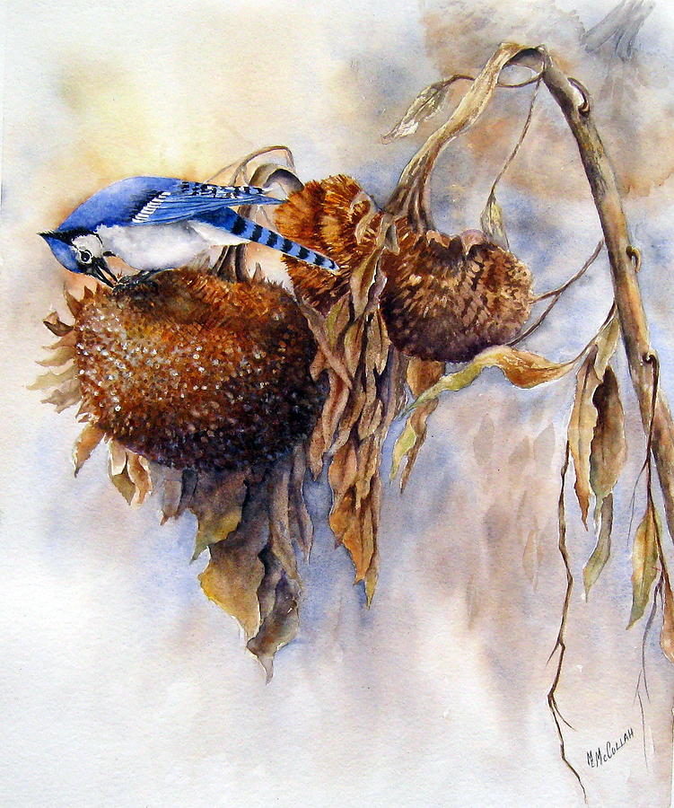 Harvesting-Blue Jay Painting by Mary McCullah
