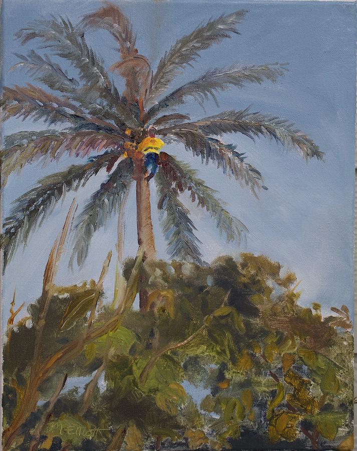 Harvesting Coconuts Painting by Margaret Elliott
