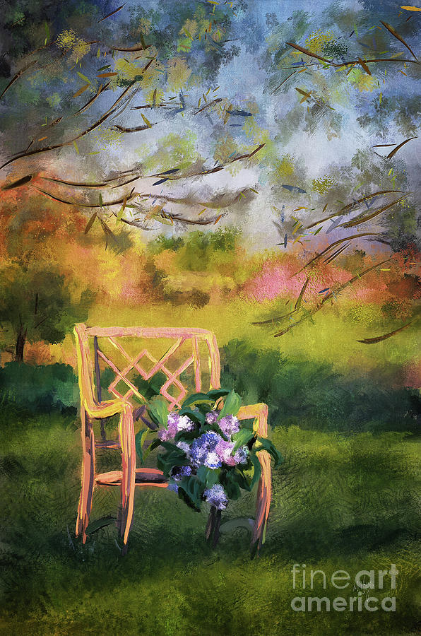 Spring Digital Art - Harvesting Hydrangeas by Lois Bryan