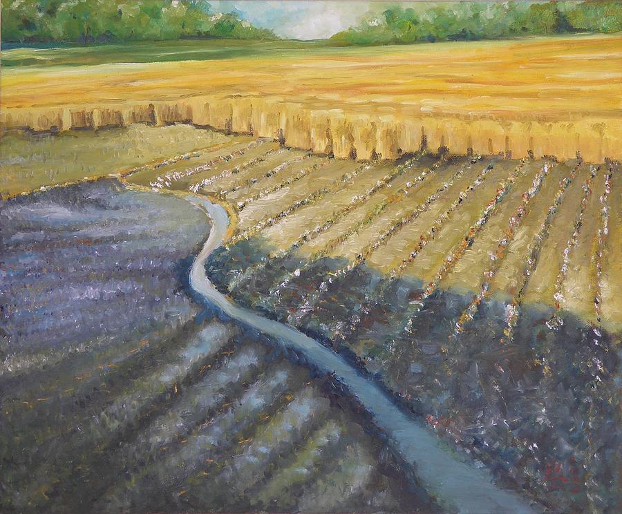 Landscape Painting - Harvesting by Wendy  Chua