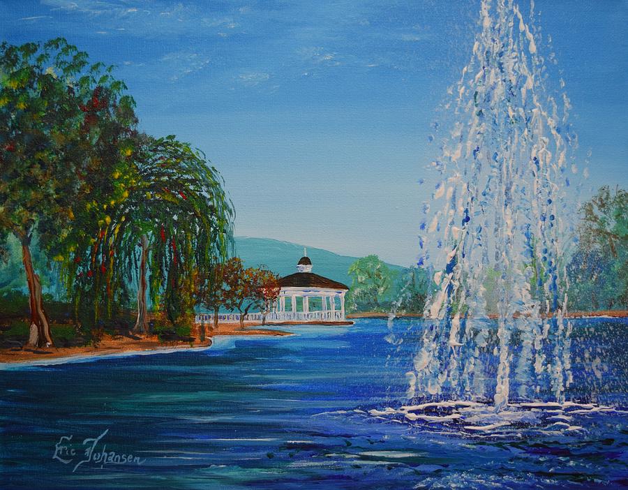 Harveston Lake Fountain Painting By Eric Johansen Fine Art America   Harveston Lake Fountain Eric Johansen 