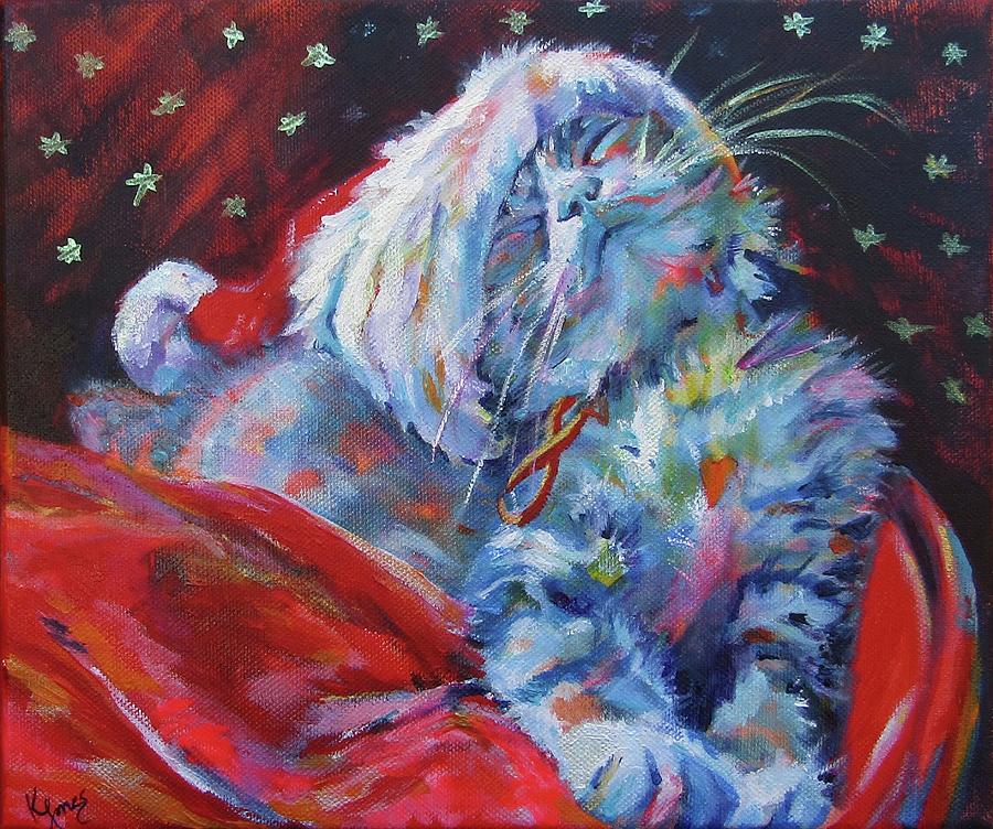 Has Santa been? Has he? Can I open my eyes yet? Painting by Karin McCombe Jones