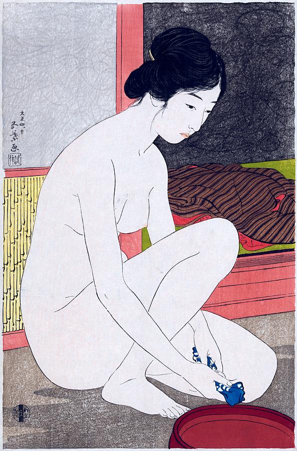 Hashiguchi Goyo, Yokugo no onna - Woman after bath, 1915 Painting by Vincent Monozlay