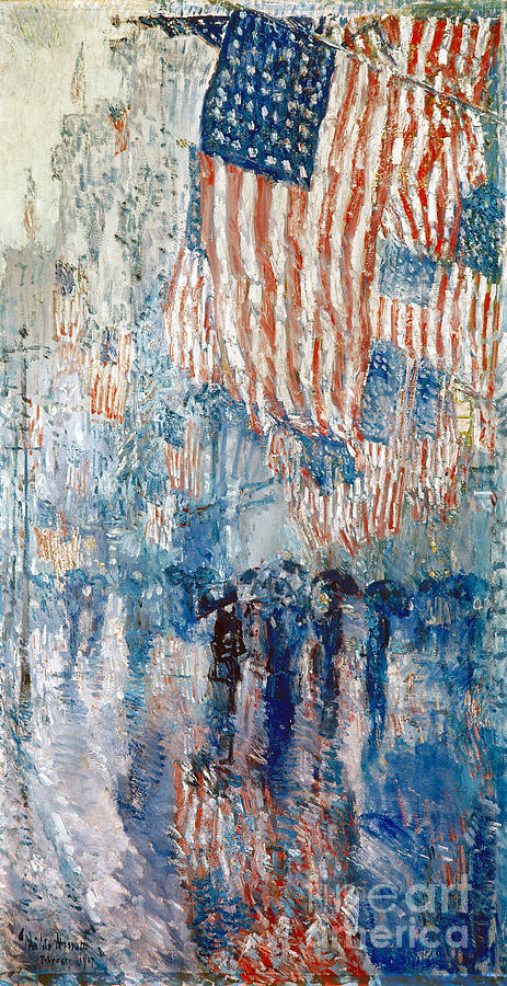 Avenue In The Rain, 1917 Painting by Childe Hassam