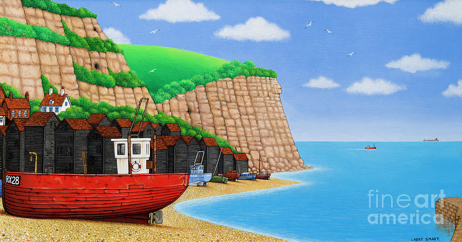 Summer Painting - Hastings Beach by Larry Smart