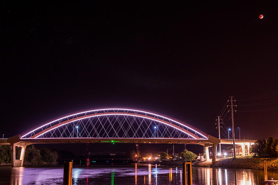 Bridge Photograph - Hastings Bridge with Blood Moon by Patti Deters